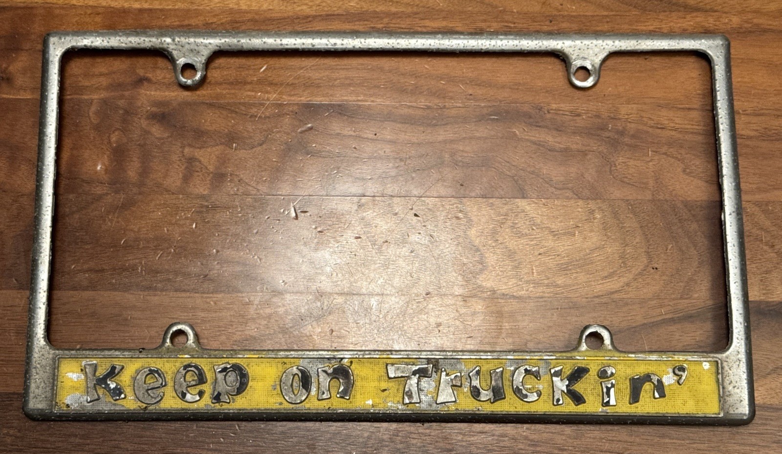 Vintage KEEP ON TRUCKIN License Plate Frame - COOL - SHIPS FREE