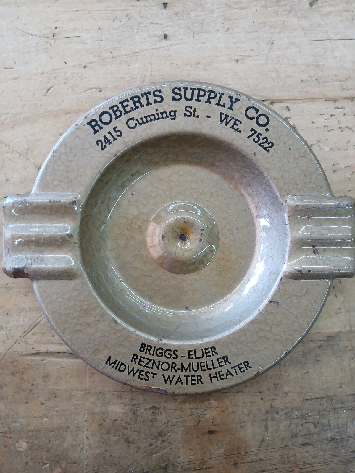 Vintage West Omaha Roberts Supply Co. Ash Tray Metal Vintage West Omaha Roberts Supply Co. Ash Tray Metal