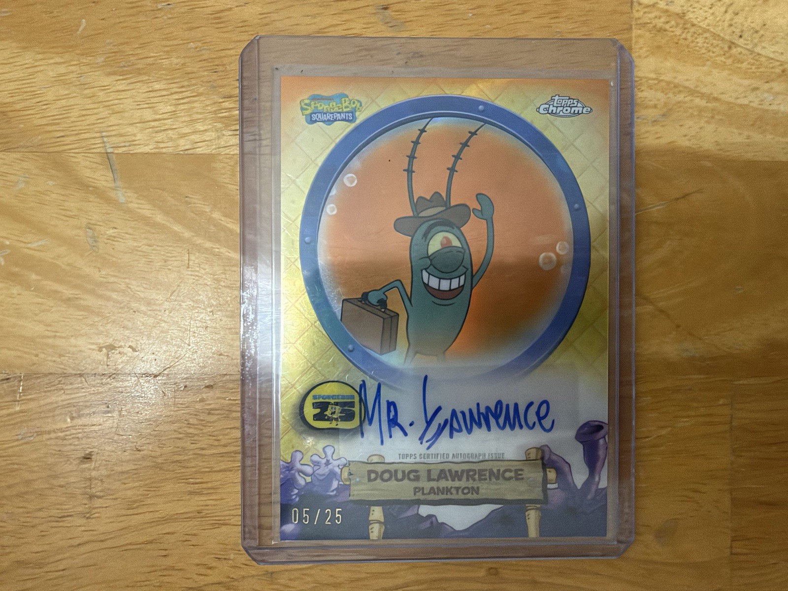 2025 Topps Chrome SpongeBob SquarePants Plankton /25 Doug Lawrence Auto Orange