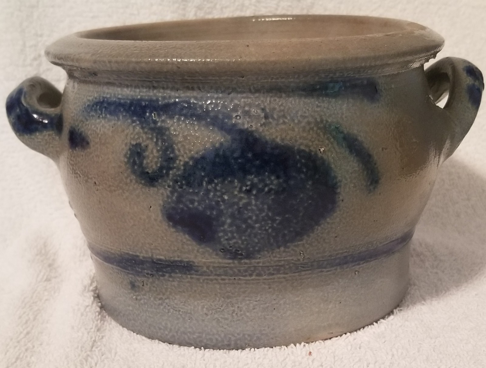 Ant. WESTERWALD Salt-Glazed Stoneware 2-Handled Crock Pot; VGC; Mid-Late 1800\'s