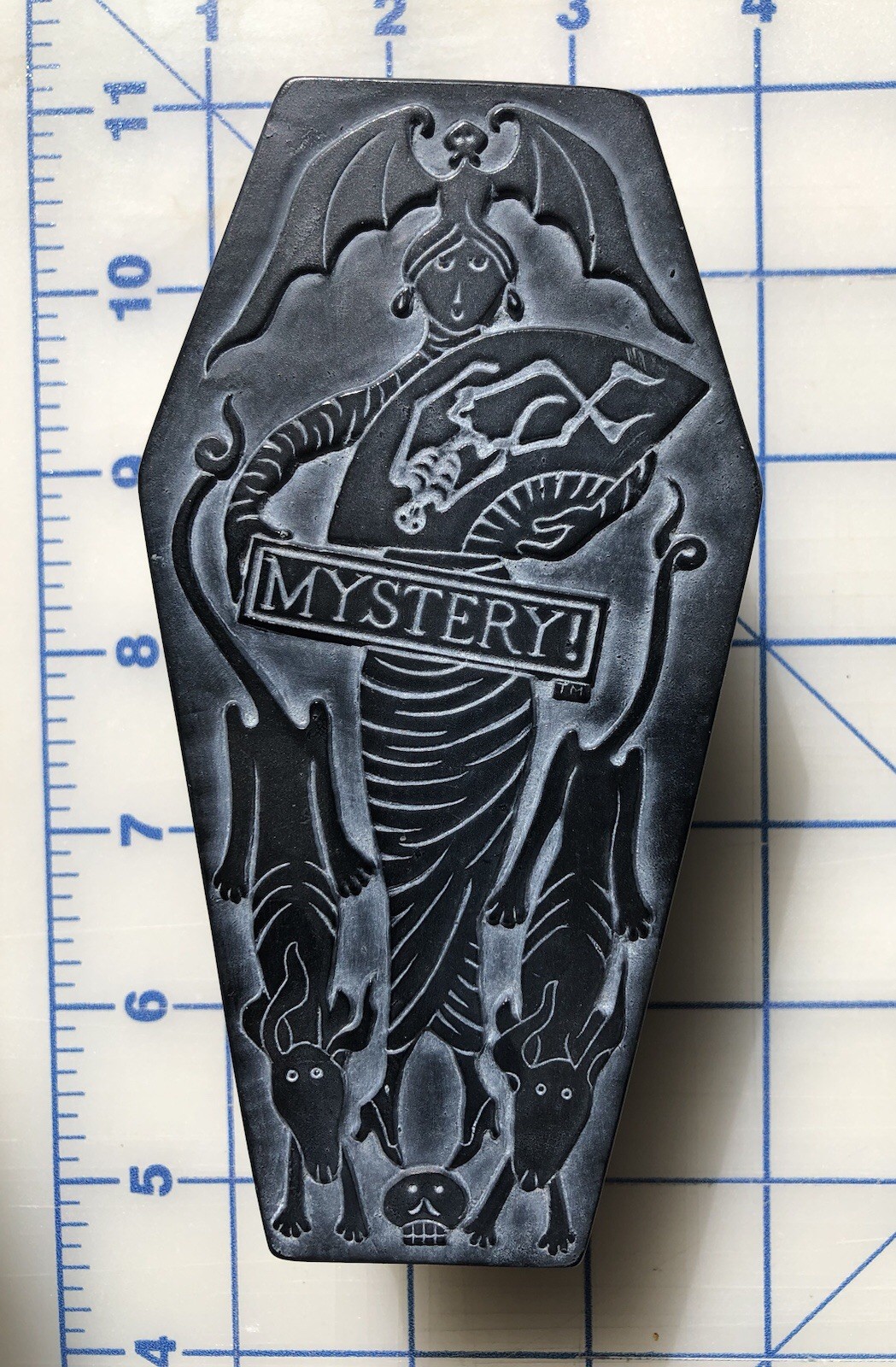 PBS Mystery Edward Gorey Resin Slate Coffin Box Skeleton Skull Dog Bat Halloween