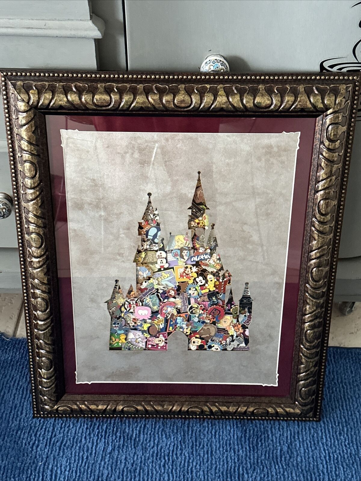 RARE Disney Authentic Cinderella Castle Collage Framed Pin Set Unique EUC