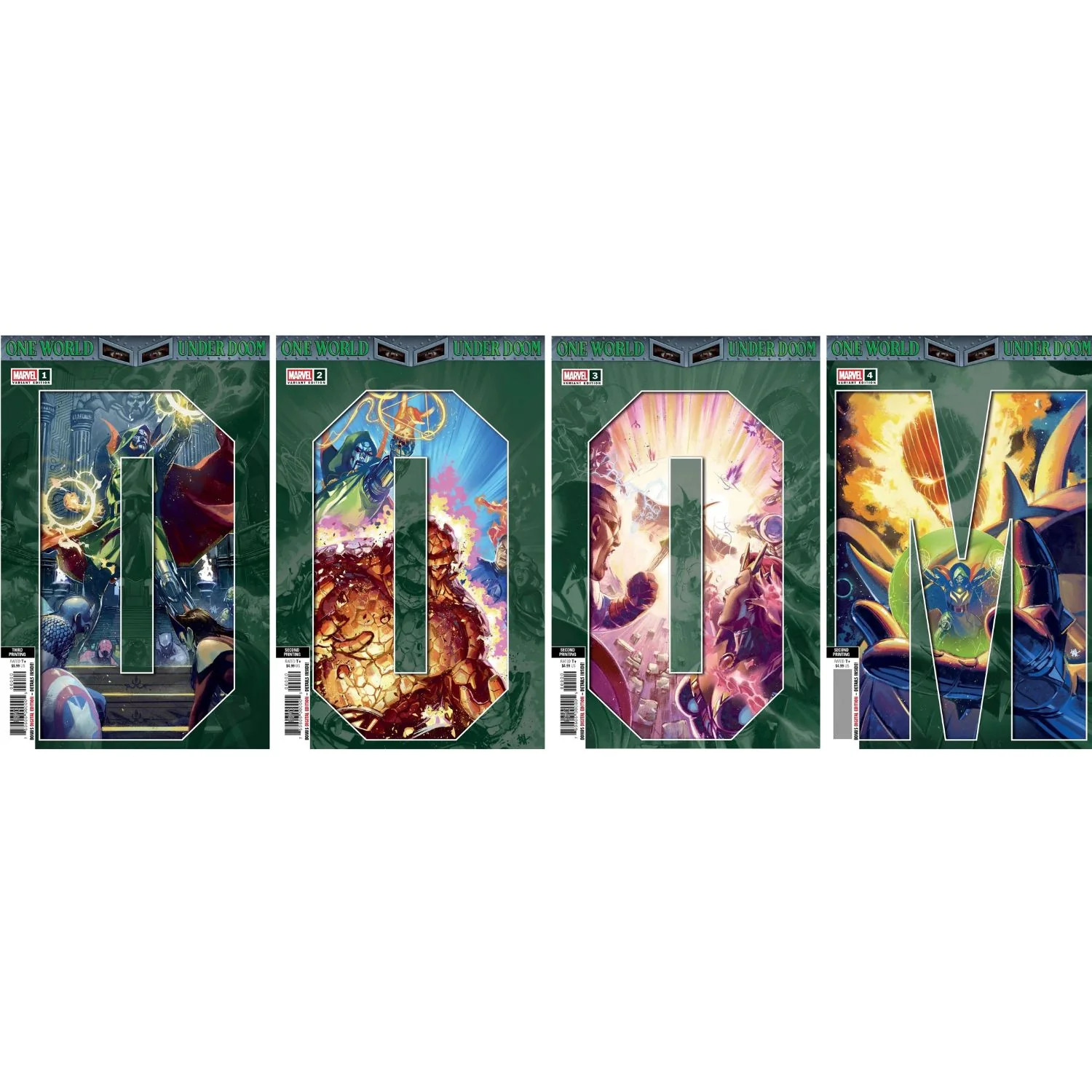 One World Under Doom: #1 2 3 4 Complete Connecting Covers Set One World Under Doom: #1 2 3 4 Complete Connecting Covers Set