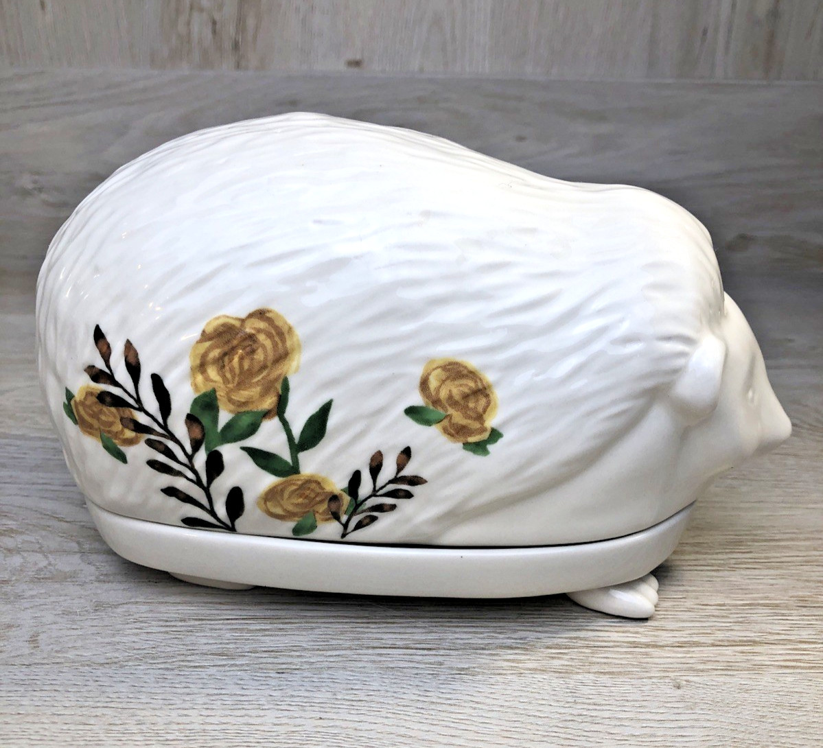 ANTHROPOLOGIE Nathalie Lete Marais Hedgehog Sculpted Floral Butter Dish & Cover ANTHROPOLOGIE Nathalie Lete Marais Hedgehog Sculpted Floral Butter Dish & Cover
