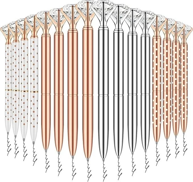 16 Pcs Big Diamond Pens-Bling Wedding Crystal Metal Ballpoint Pens with Black... 16 Pcs Big Diamond Pens-Bling Wedding Crystal Metal Ballpoint Pens with Black...