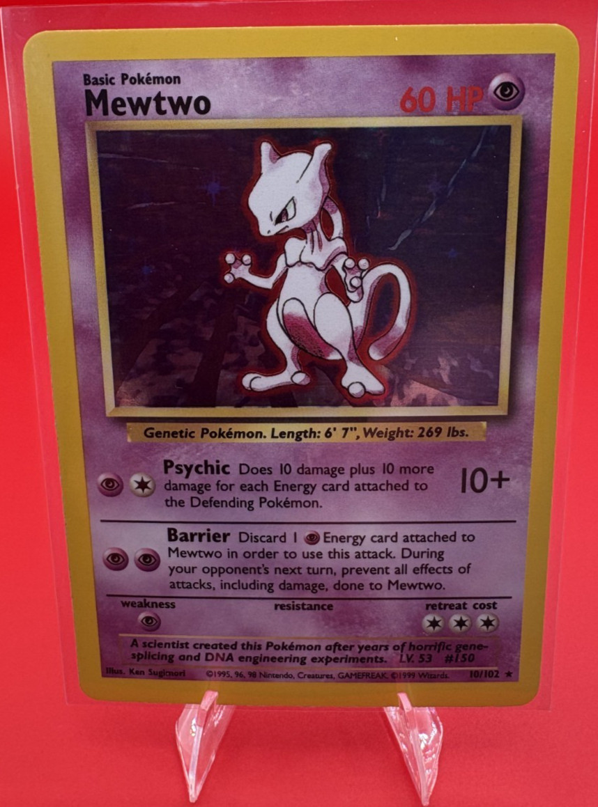 1999 Pokémon Base Set – Mewtwo #10/102 – Holo Rare – Unlimited