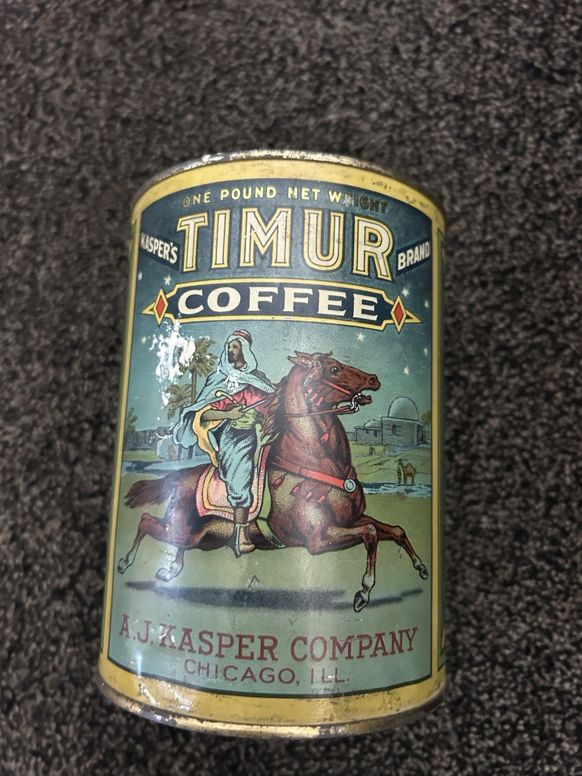 Antique Vintage Tin Coffee Can Kasper Co.