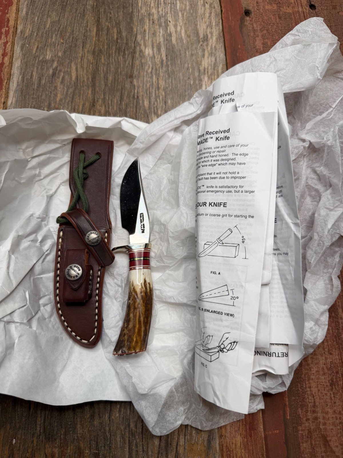 New in Paper Randall Made Knife Mini Model 27 Trail Blazer in Stag