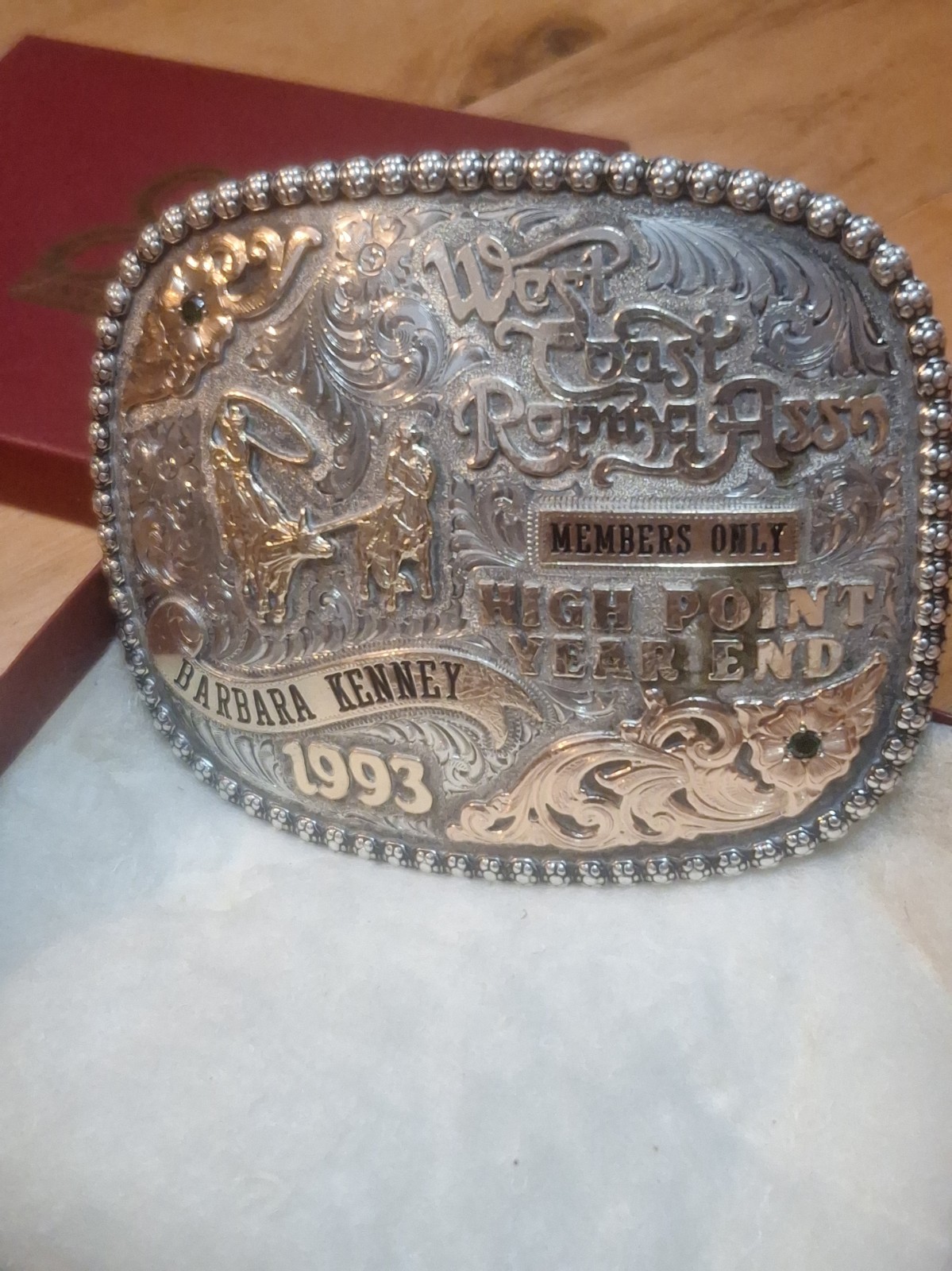 VNTG 1993 GIST 1/10 10K STERLING OVERLAY WCRA TROPHY BUCKLE HIGH POINT YEAR END