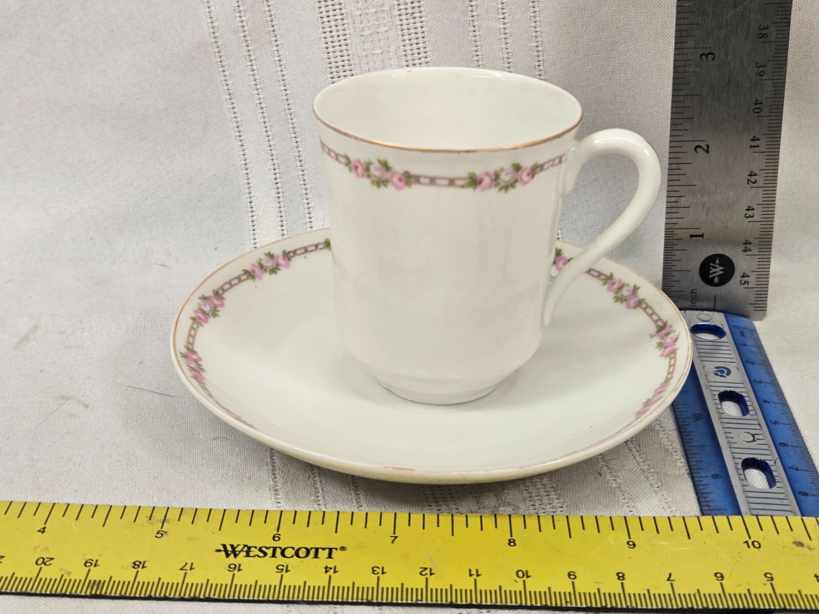 Vintage Porcelain Demitasse Cup with Saucer, Classic Bavaria Floral Pattern