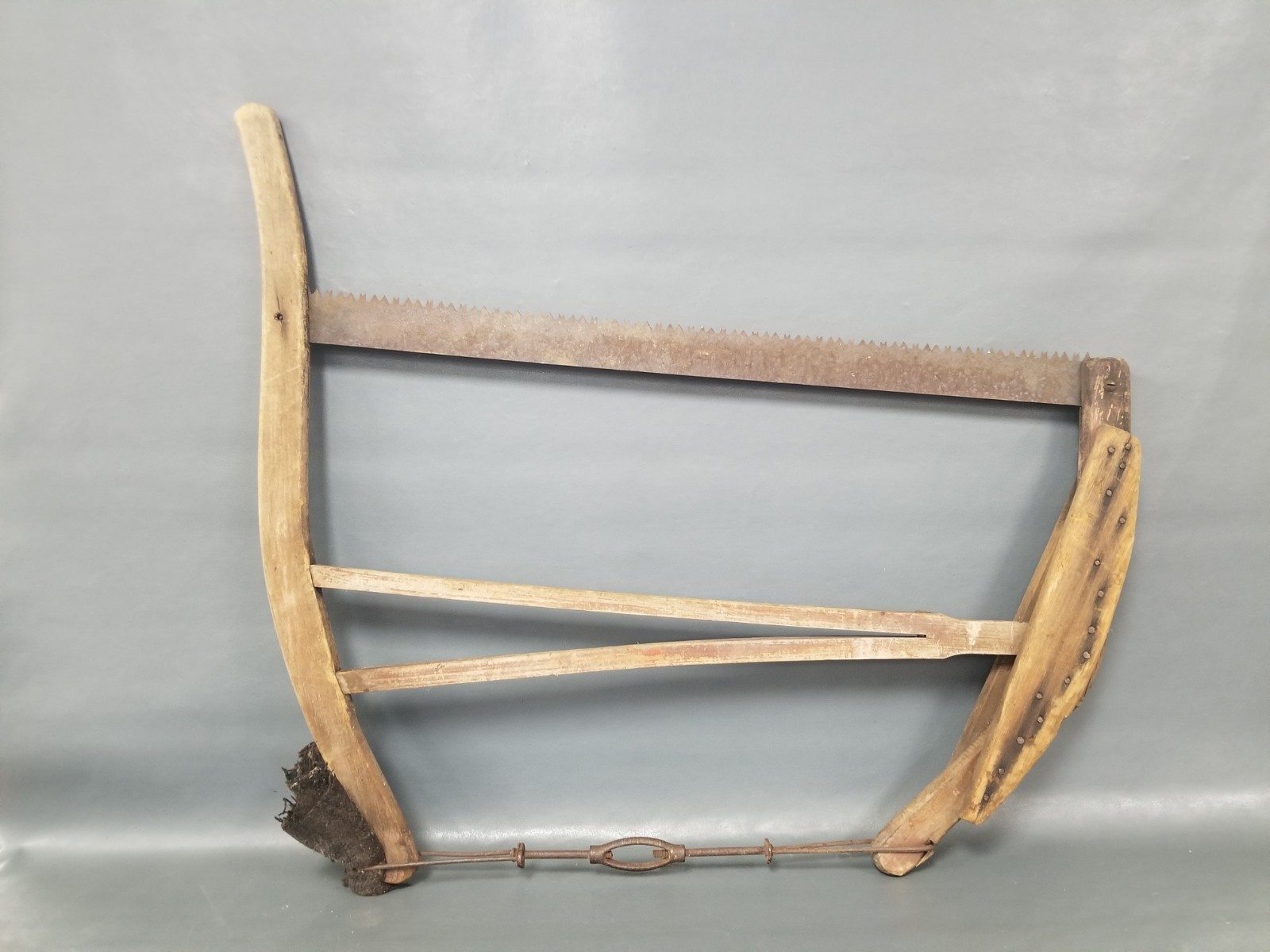 Antique 27.5 Blade Wood + Steel Tensioned Frame Saw Rustic Primitive Farm