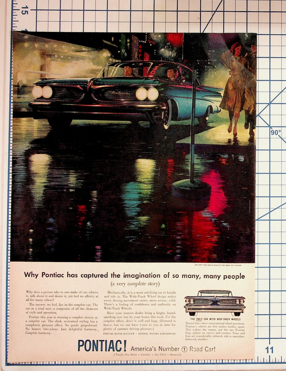 1959 Pontiac Wide-Track Car Vintage Magazine Ad Ephemera GM Auto