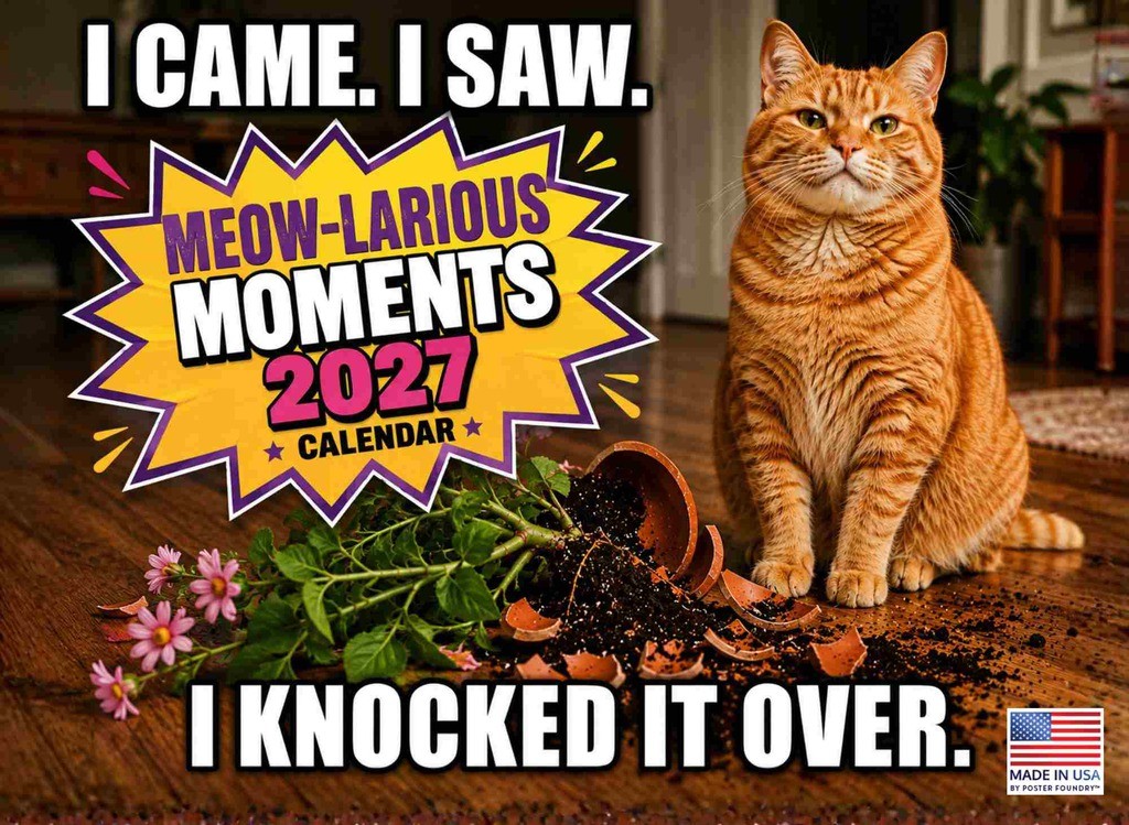 Funny Cat Calendar 2027 Cats Monthly Wall Calender 12 Month 12x18