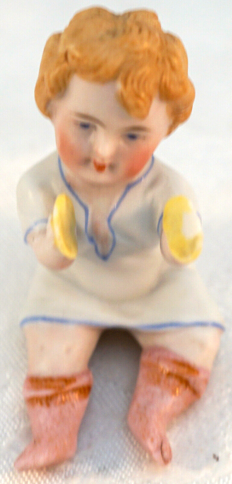 German Porcelain Bisque Baby Doll Figurine Playing the Cymbals