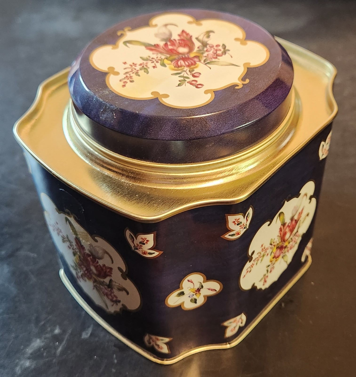 Vintage Past Times Oxford England Rococo Tea Caddy Tin