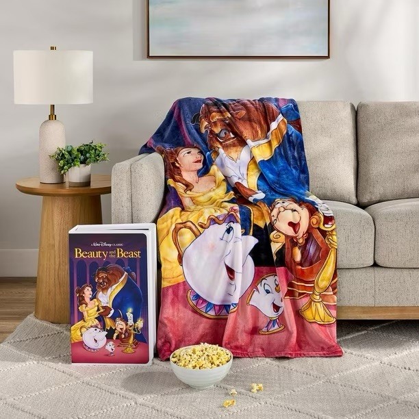 Disney Classic Beauty and The Beast VHS Boxed Silk Touch Throw Blanket 50