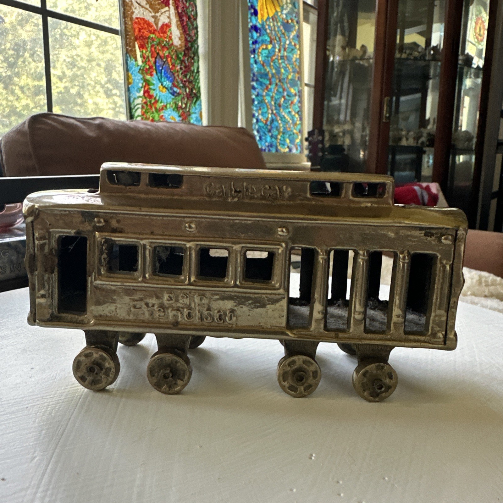 Vintage San Francisco Brass Cable Car Paperweight 6