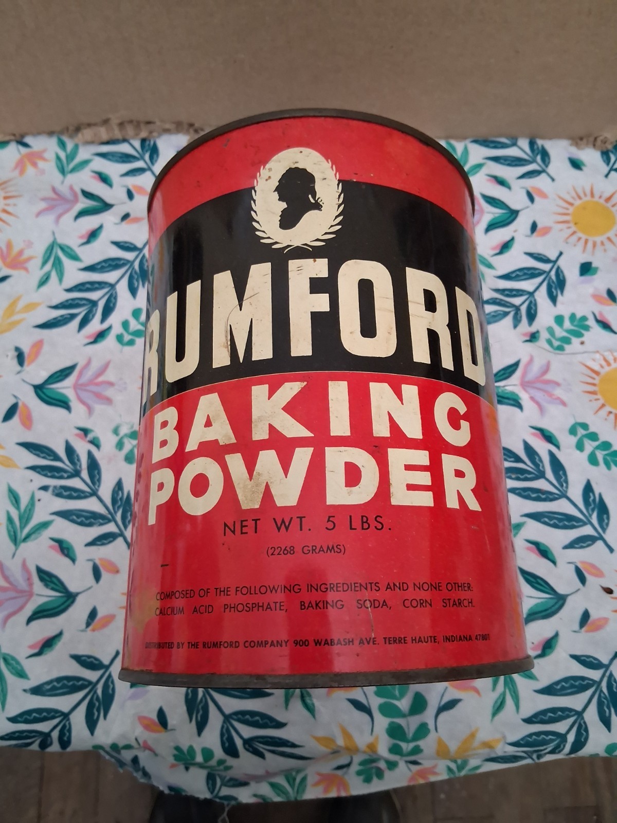 Vintage RUMFORD BAKING POWDER 5 lb Empty STORE Tin Can Pry Lid Advertising