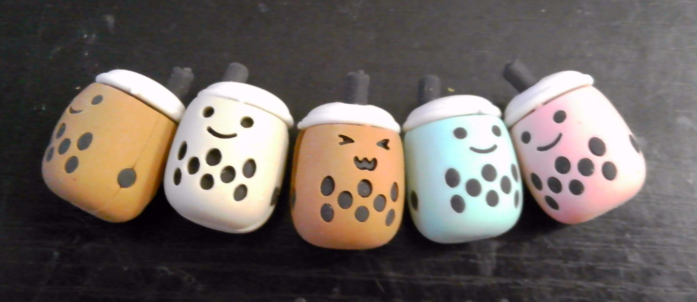 NEW LOT of 5 3D boba tea erasers