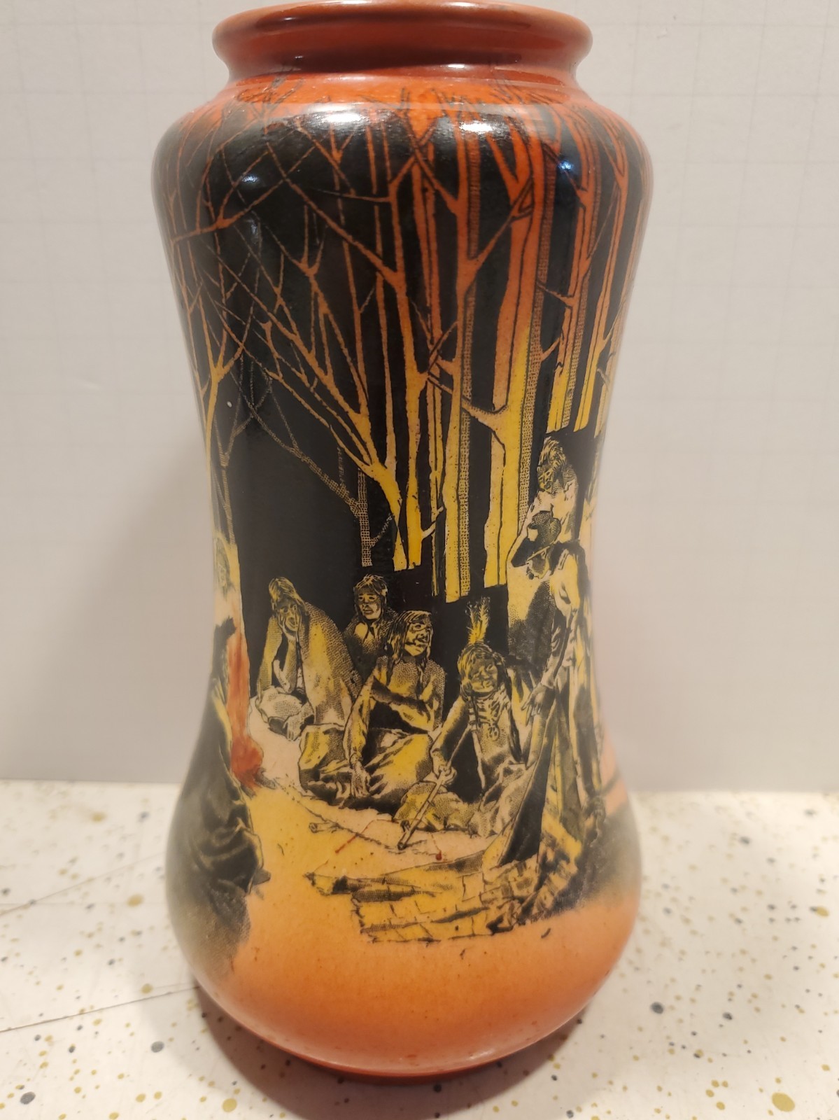 Antique the trader wild west series from Frank Beardmore Fenton England Vase