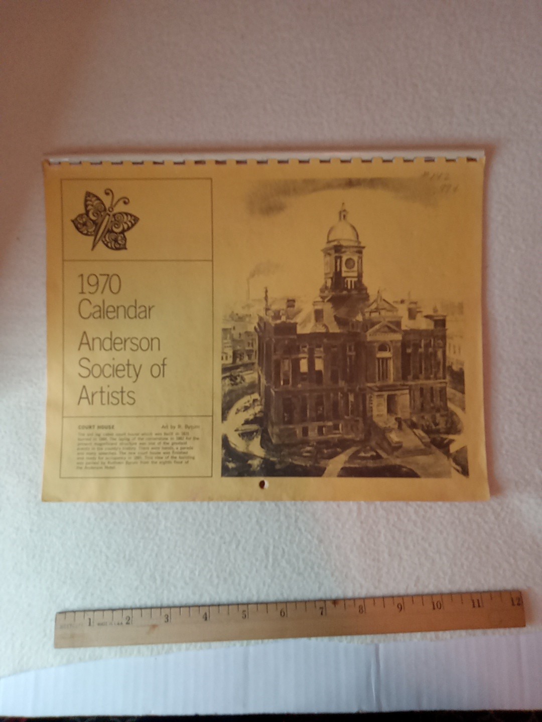 1970 Anderson IN Society of Artist Calendar, print of original works, courthouse