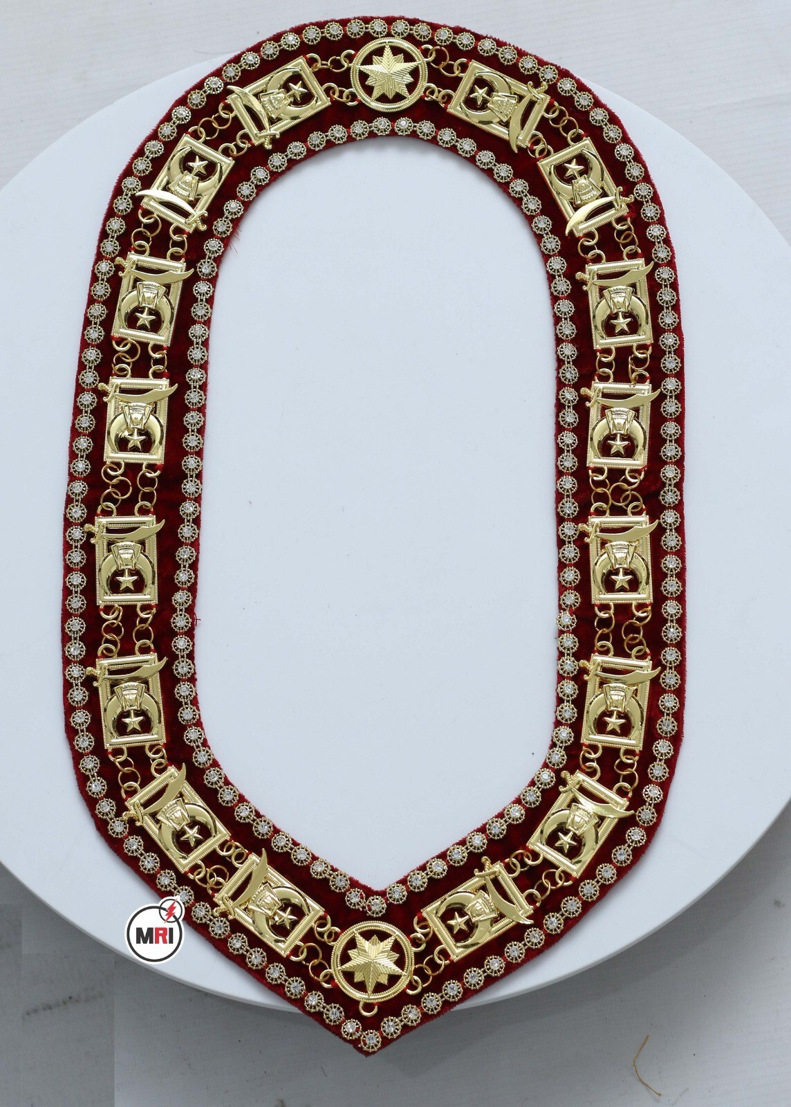 SHRINE CHAIN COLLARS, MASONIC SHRINER NOBLE CHAIN COLLAR WITH GOLD PLATED