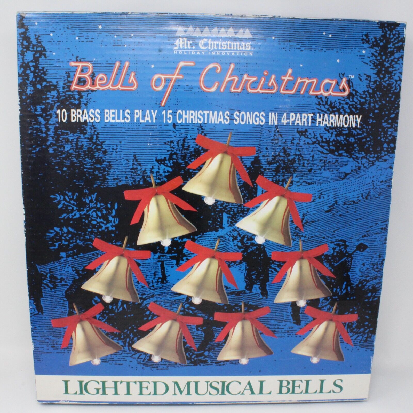 Mr Christmas 1991 Lighted Musical Brass Bells of Christmas 15 Songs New 10 Bells