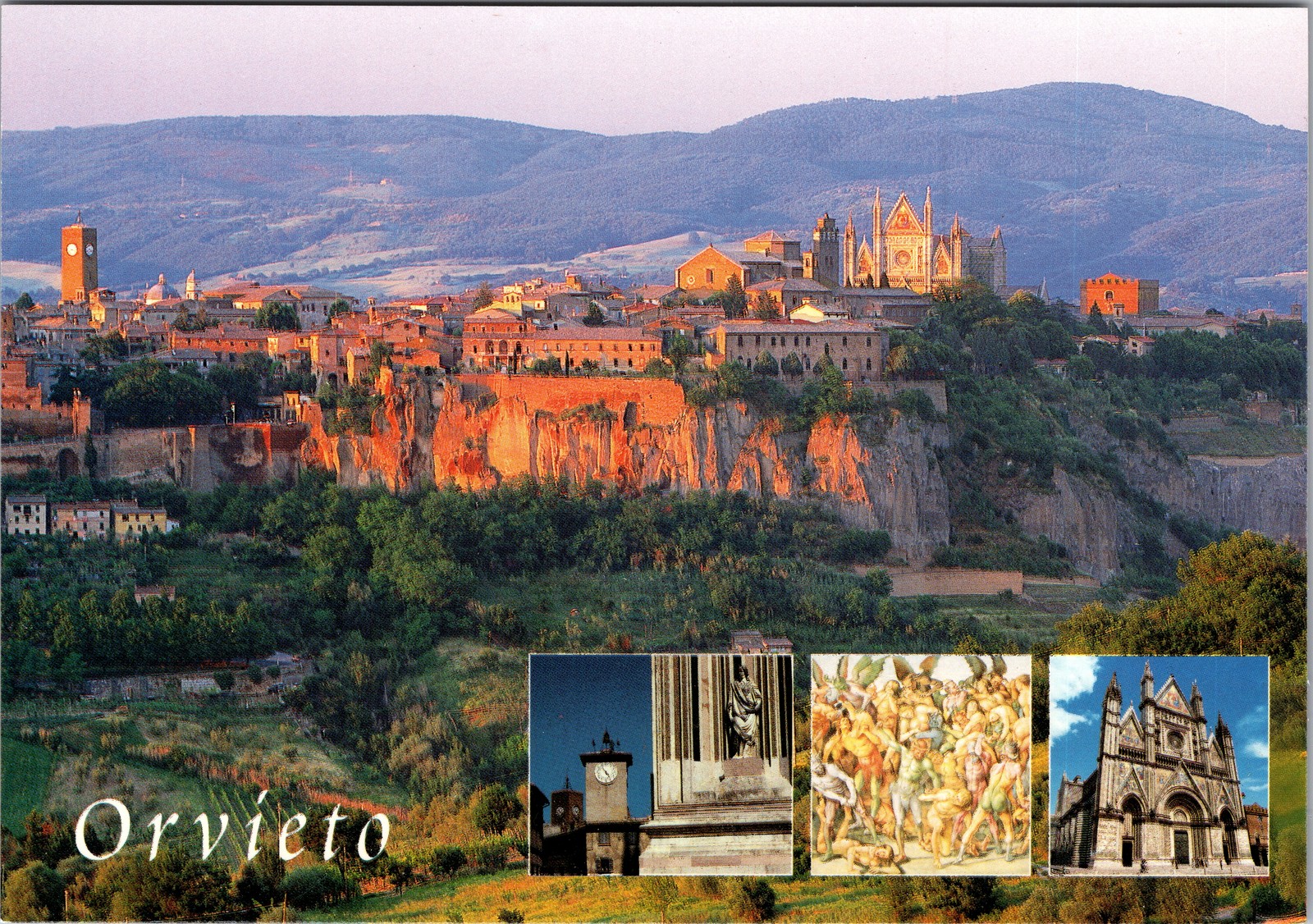 Vintage ORVIETO Italy Postcard Panoramic View Duomo Cityscape PLURIGRAF