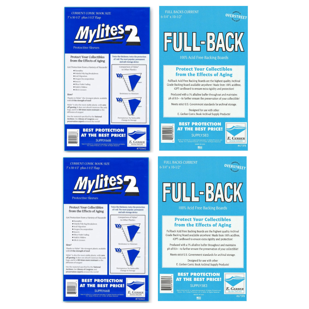 100 Mylites 2 Mil Mylar Comic Book Bags & Full Back Boards E Gerber Current Size 100 Mylites 2 Mil Mylar Comic Book Bags & Full Back Boards E Gerber Current Size