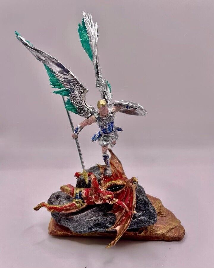 Resin Arcangel Miguel with red and golden base