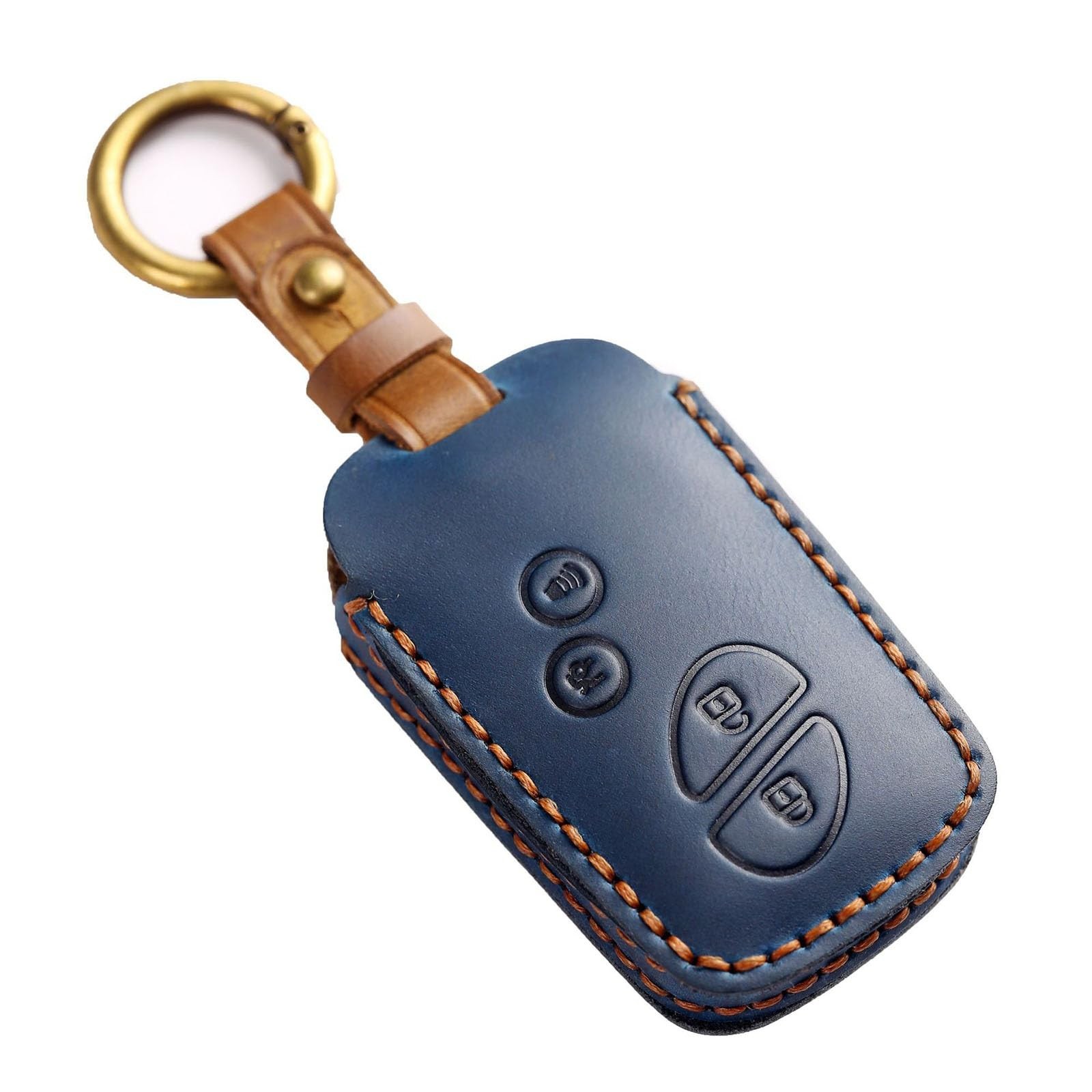 Vintage Leather Key Fob Cover for Lexus ES GS is LS, Blue