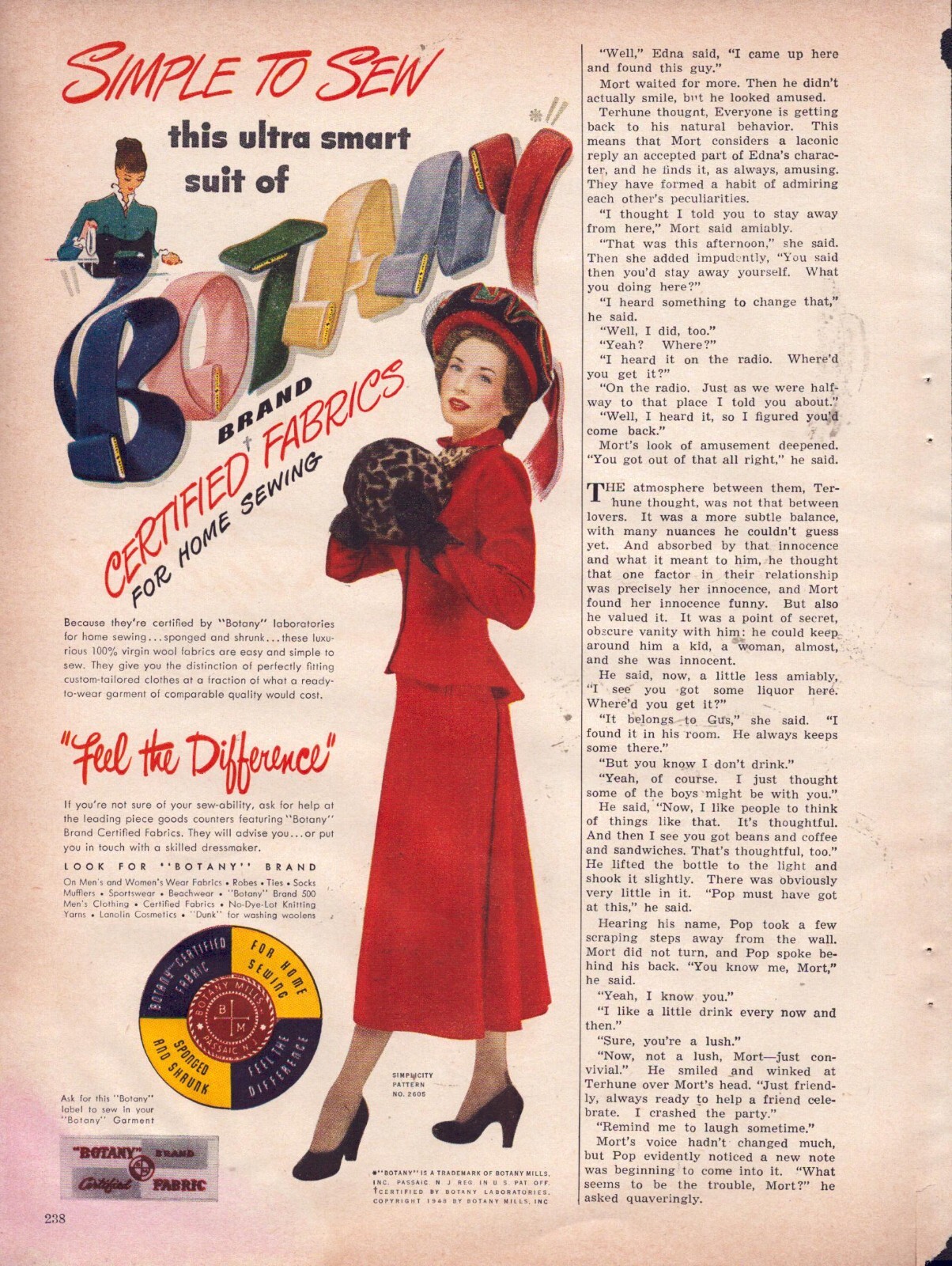 1948 Botany Brand Fabrics and Vitality Shoes Print Ad Wall Art