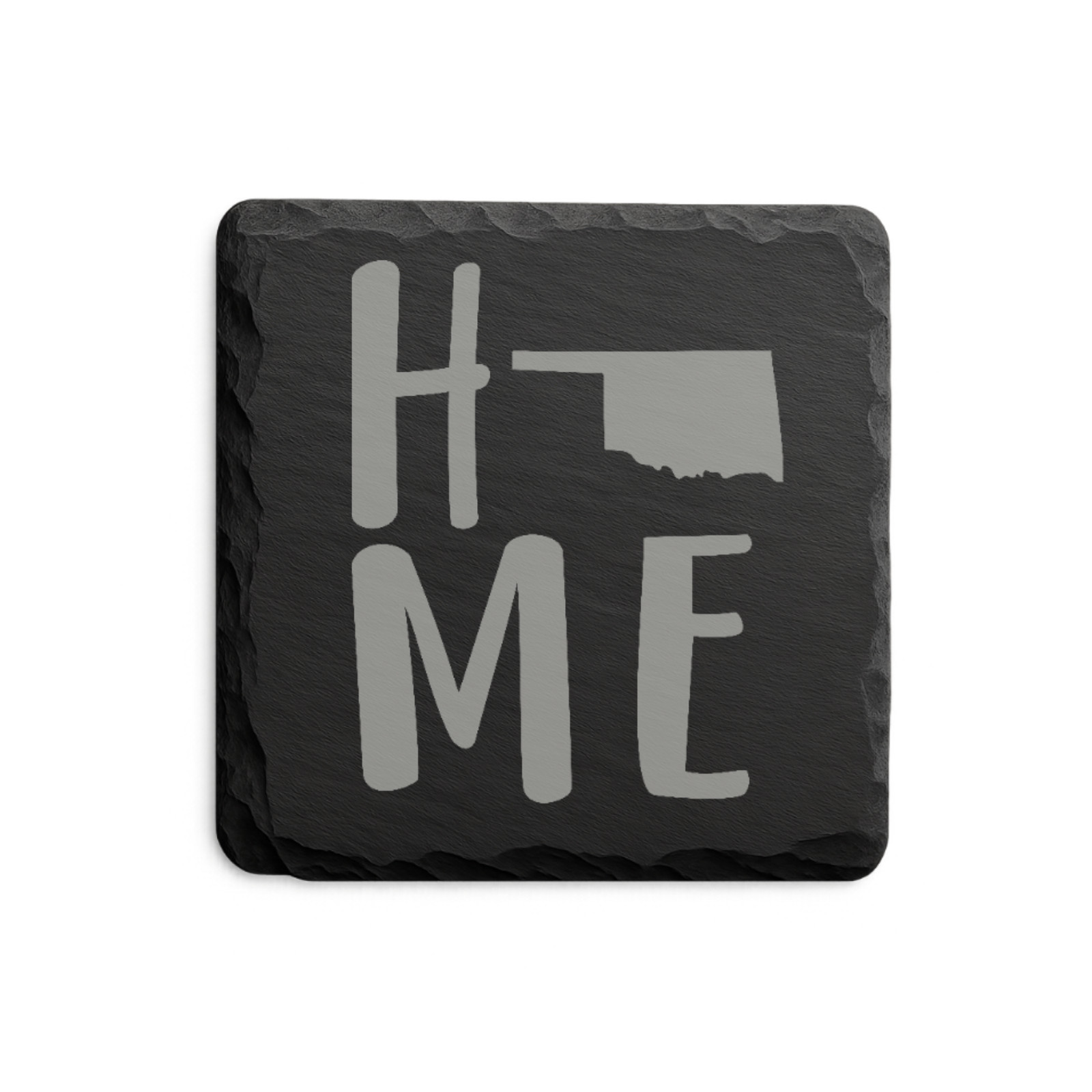 Oklahoma Slate Coaster Set – “The Sooner State” | Laser Engraved Slate | Set of