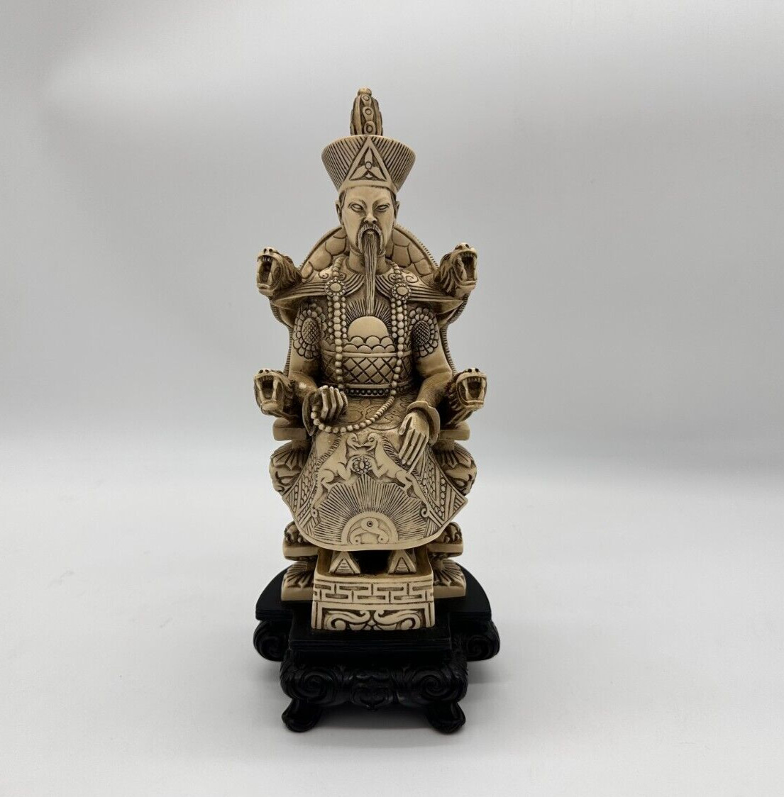Vintage Carved Heavy Resin Chinese Emperor statuette (detailed etching) 11.50\