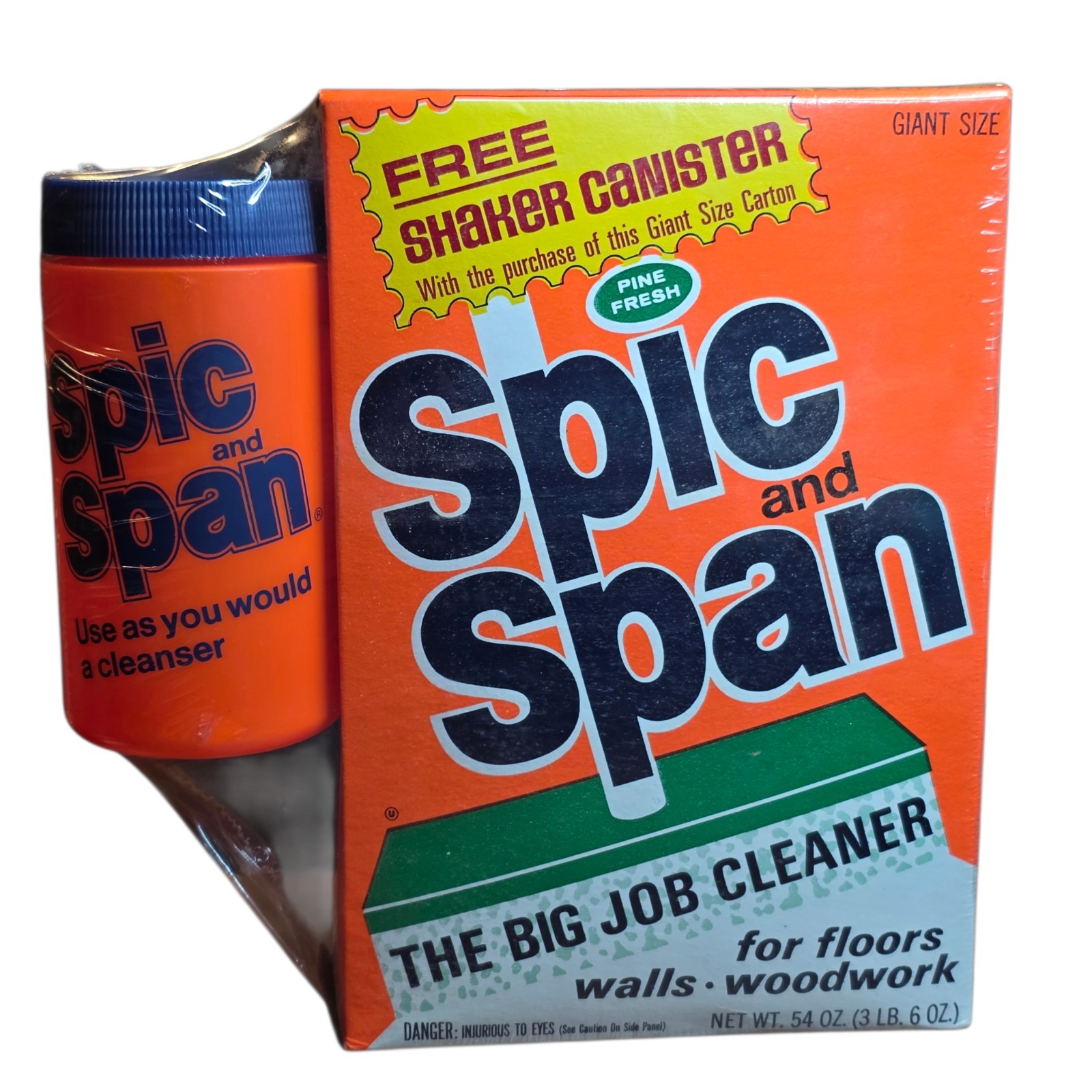 Vintage Spic & Span Giant Size 54oz SEALED w/ Shaker Canister Promo NOS Retro...