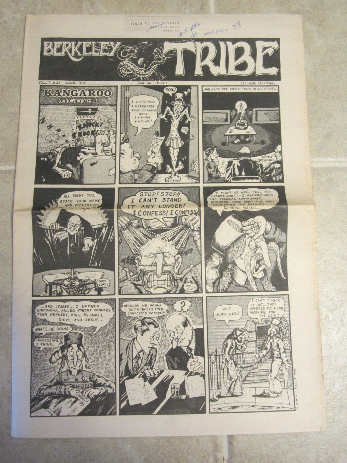 Berkeley Tribe Newspaper June 1971 Kangaroo Blues Panther in L.A. Uneasy Rider