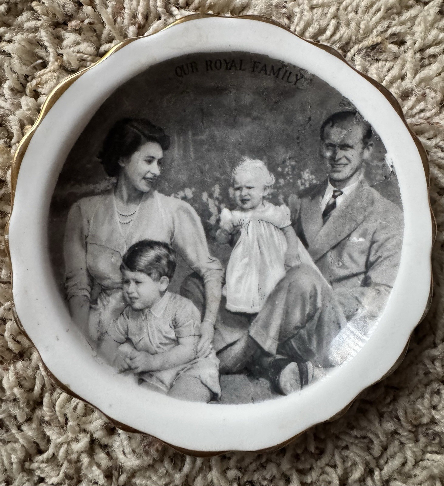 Vintage Royal Standard Royal Family Photo Bone China Dish England 1950s