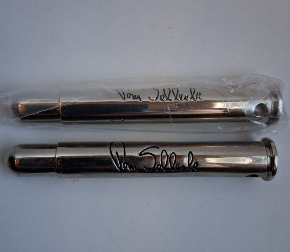 Vintage NRA .45-110 Silver Bullet Shaped Keychain Signed Tom Selleck Lot of 2 Vintage NRA .45-110 Silver Bullet Shaped Keychain Signed Tom Selleck Lot of 2