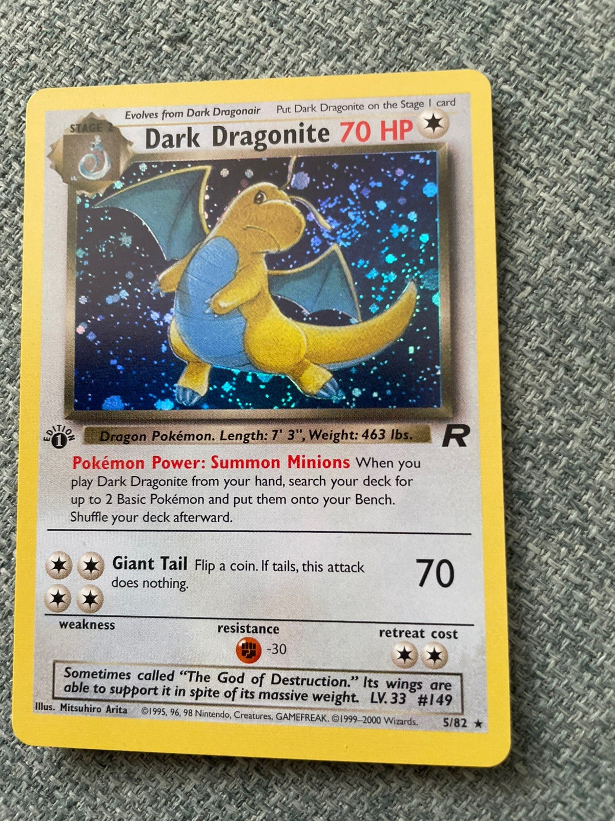 Pokémon Dark Dragonite 1st Edition holo 05/82 (FAN ART CARD)