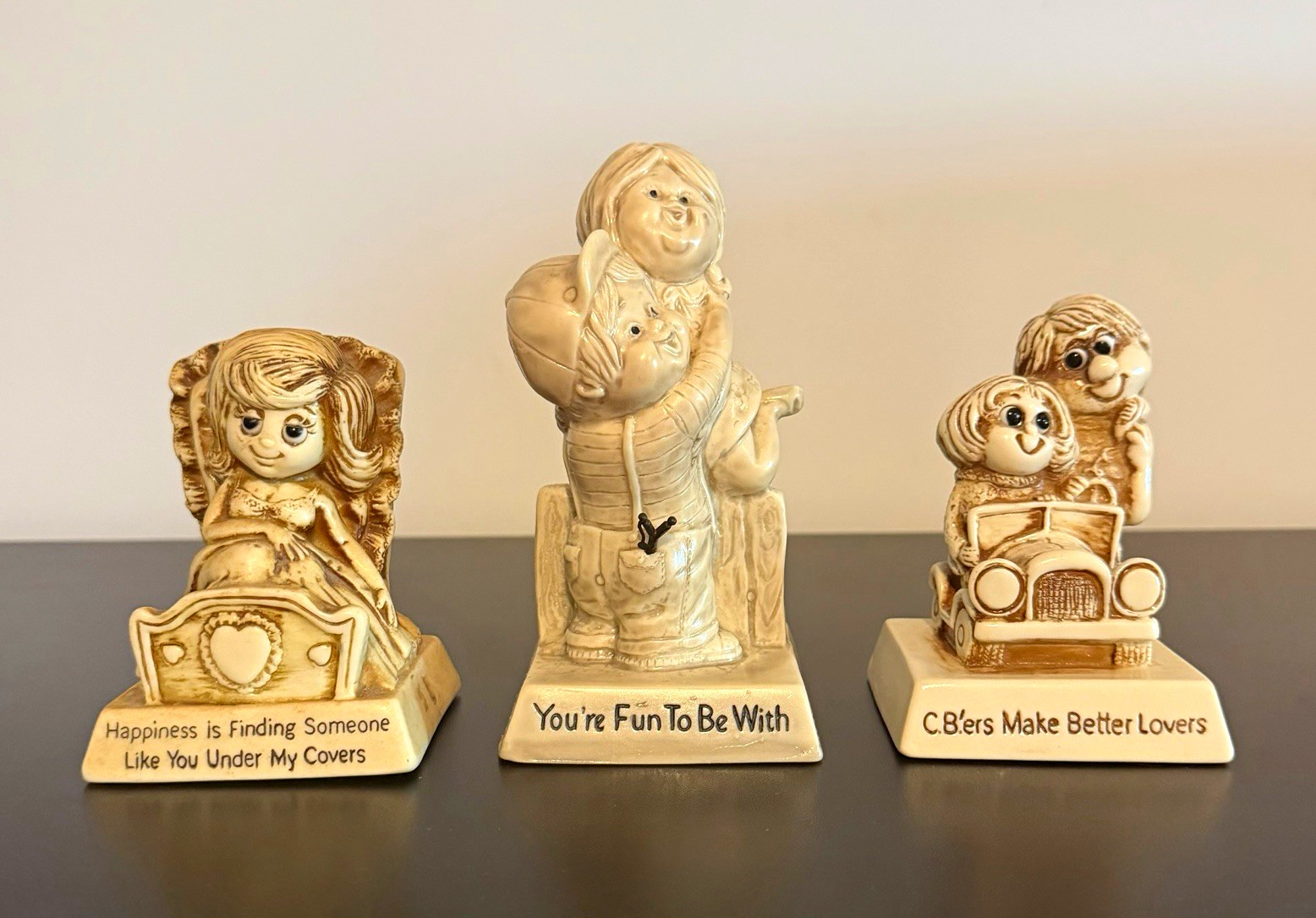 Russ Berries Figurines Lot of 3 Signed Love Couple Sayings