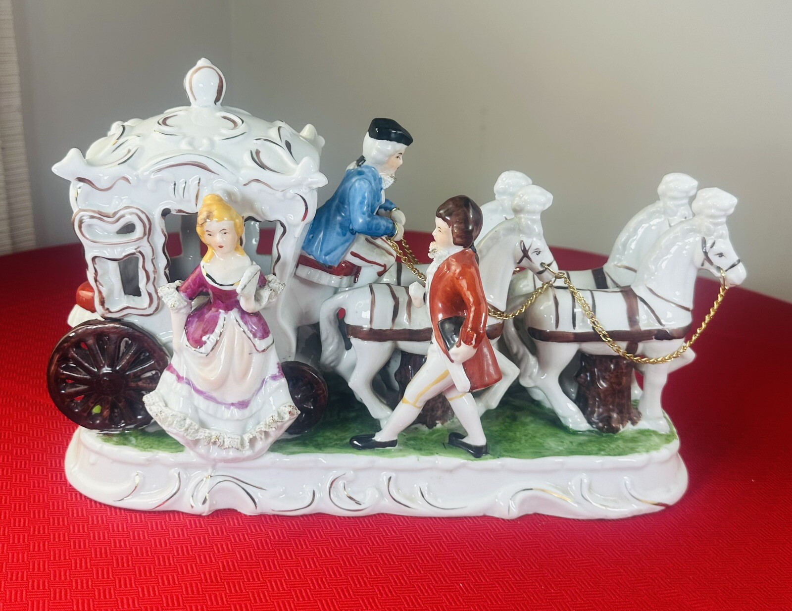VTG Victorian Horse Drawn Carriage Figurine 1950s Original Retro Decor
