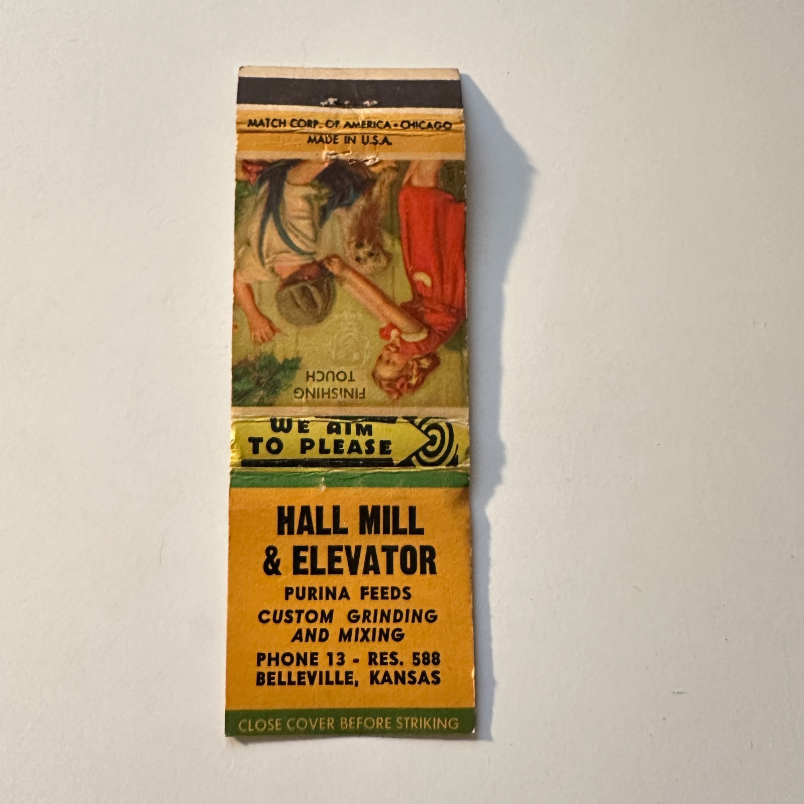 Hall Mill & Elevator Belleville KS Vintage Matchbook Cover 5MB132-1