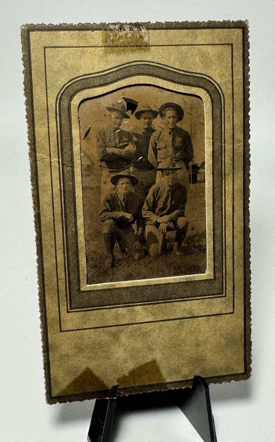 Antique Photo 4 Men Portrait Military Style Western Workwear Tom Bull Kendall