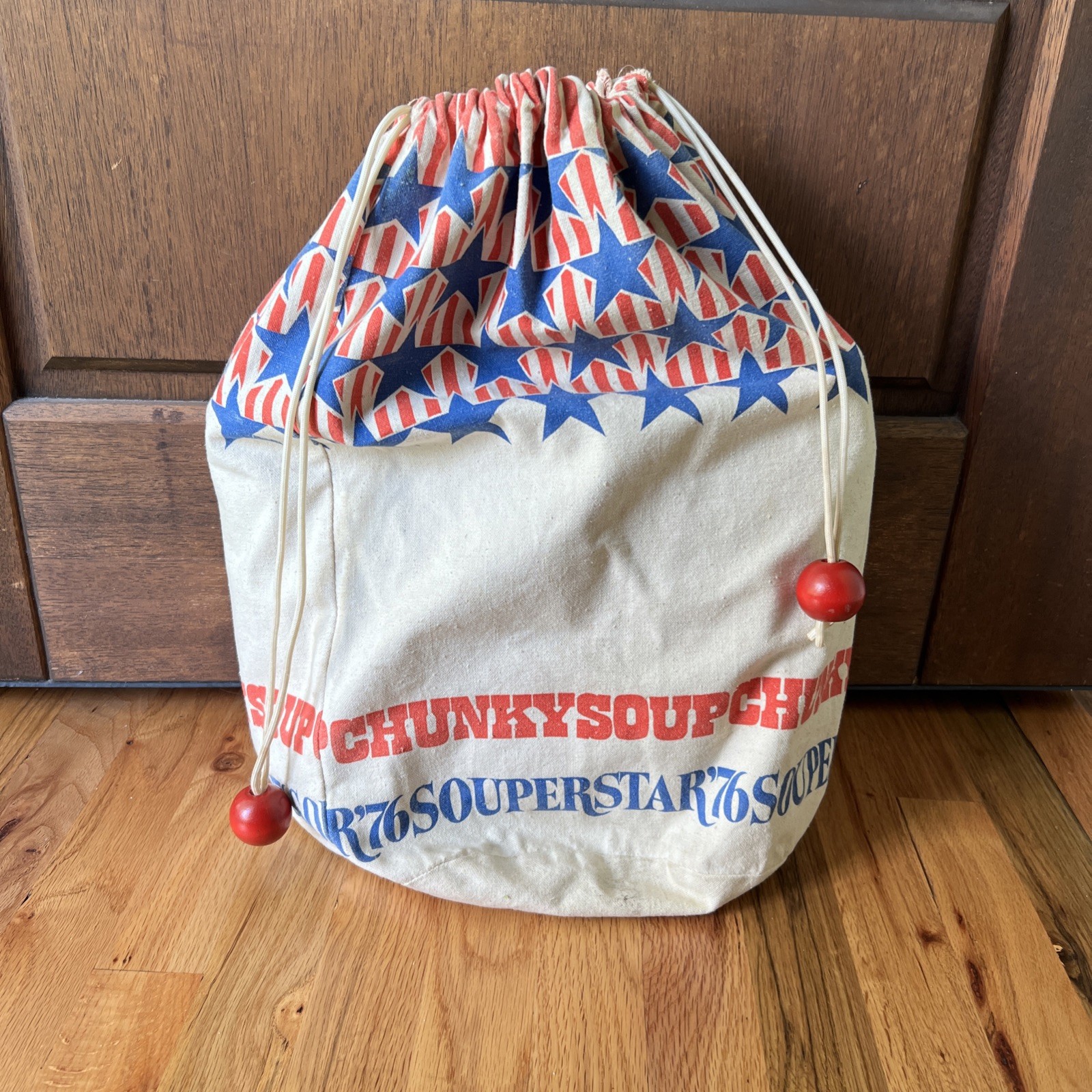 Vintage 1976 Campbell’s Chunky Soup Souperstar Bicentennial Drawstring Bag