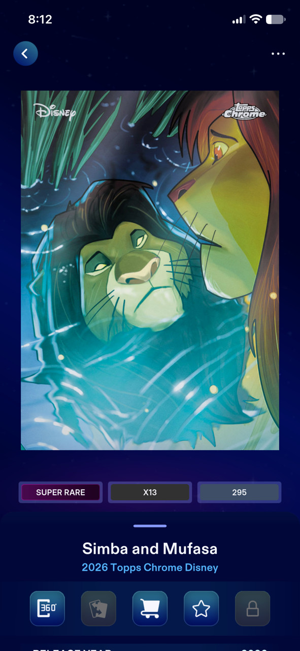Topps 2026 Disney Collect Chrome Reflections Super Rare SR Simba and Mufasa