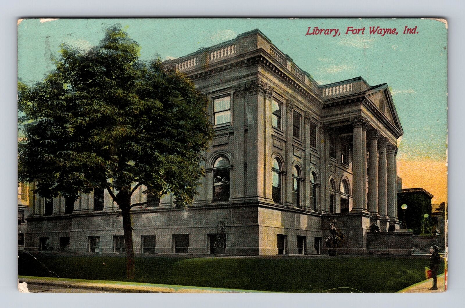 Fort Wayne IN- Indiana, Library, Antique, Vintage Souvenir Postcard