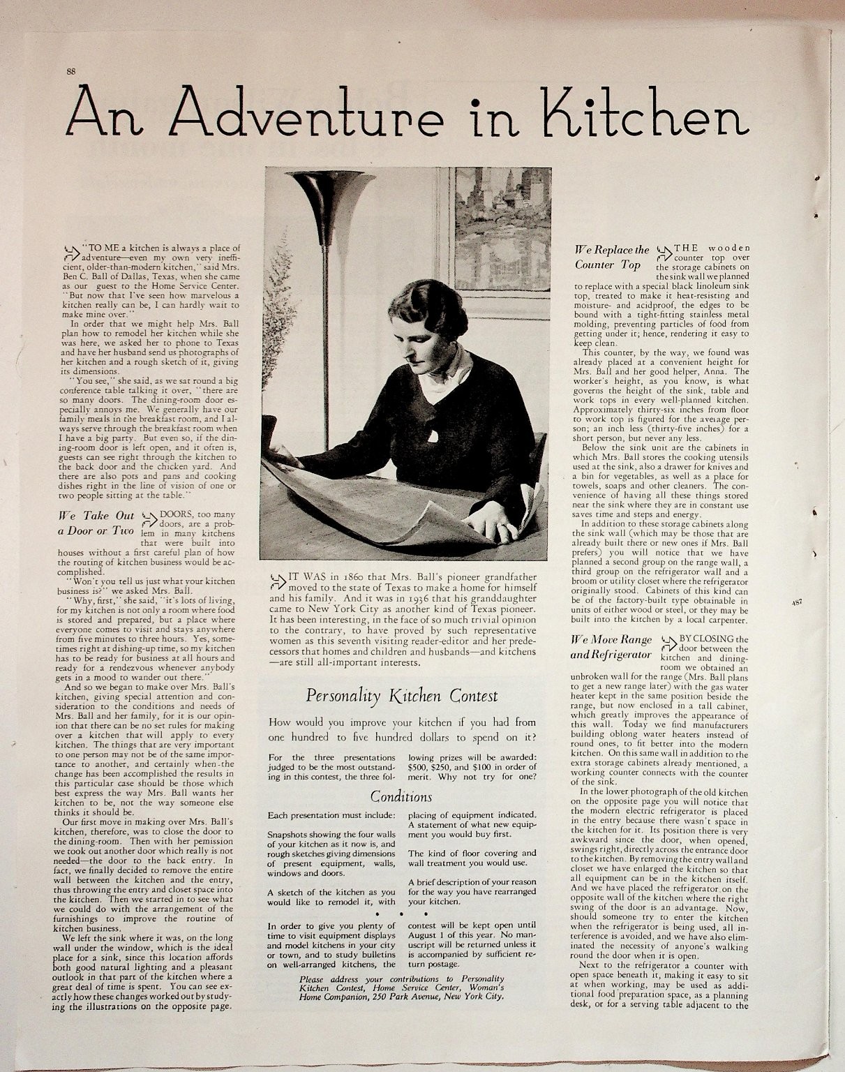 Original 1930s Woman\'s Home Companion Kitchen Planning Print Article
