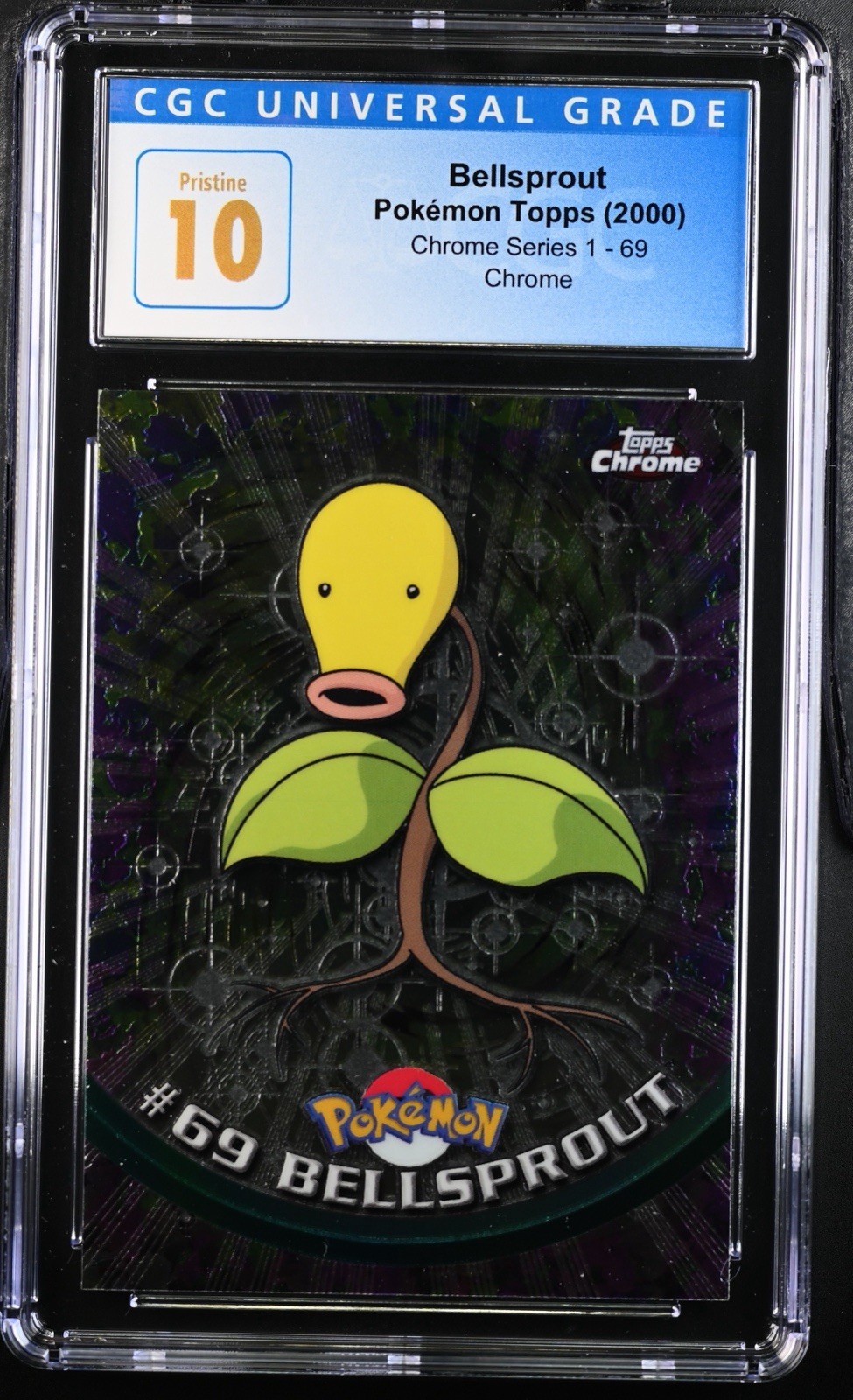 CGC Pristine 10 - 2000 Pokemon TV Topps Chrome Series 1 Bellsprout #69 - Pop 4 CGC Pristine 10 - 2000 Pokemon TV Topps Chrome Series 1 Bellsprout #69 - Pop 4