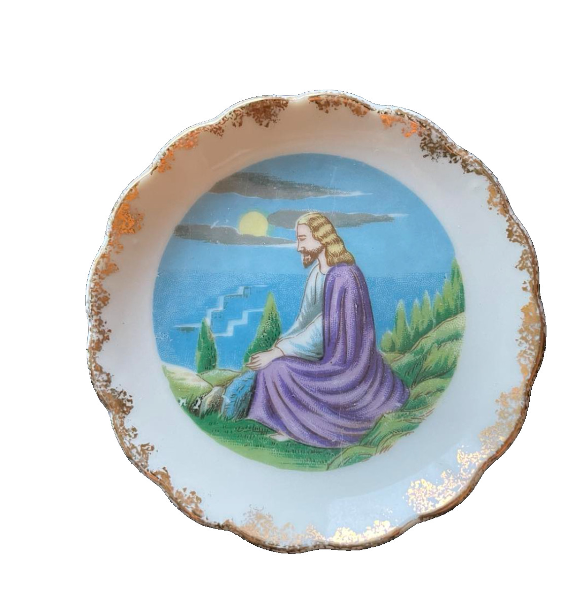 Noritake Allard Saucer Plate Jesus Christ Religious Art Vintage Made Japan