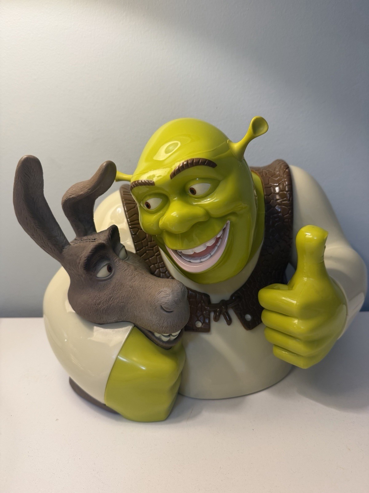 2004 Shrek & Donkey Talking Cookie Jar Storage Container Plastic Tested Working 
